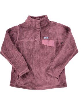 Patagonia Re-Tool Snap-T Sweater Girls Medium Burgundy Polartec Hiking Fleece